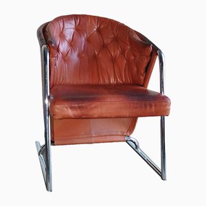 Mid-Century Modern Tufted Leather Armchair, 1970s-OXJ-699500