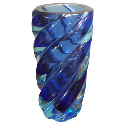 Mid-Century Modern Vase in Blue Murano Glass-HQI-1325542