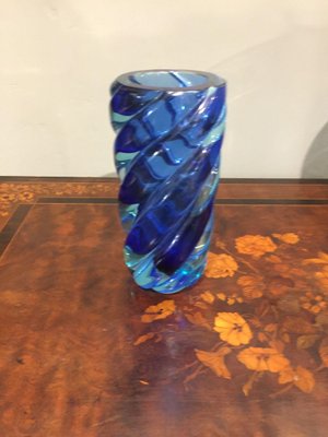 Mid-Century Modern Vase in Blue Murano Glass-HQI-1325542