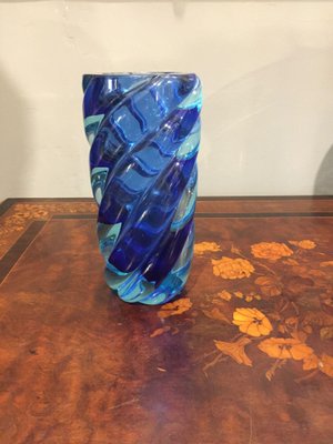 Mid-Century Modern Vase in Blue Murano Glass-HQI-1325542