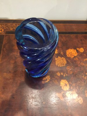 Mid-Century Modern Vase in Blue Murano Glass-HQI-1325542