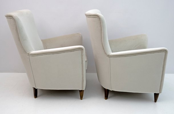 Mid-Century Modern Velvet Armchairs by Gio Ponti for ISA, Italy, 1950s, Set of 2-FER-1107367