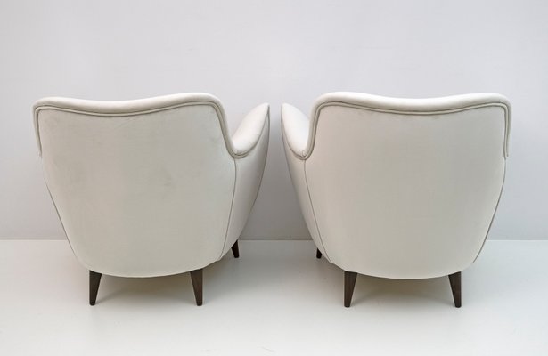 Mid-Century Modern Velvet Armchairs from Isa, Italy, 1950s, Set of 2-FER-1358006