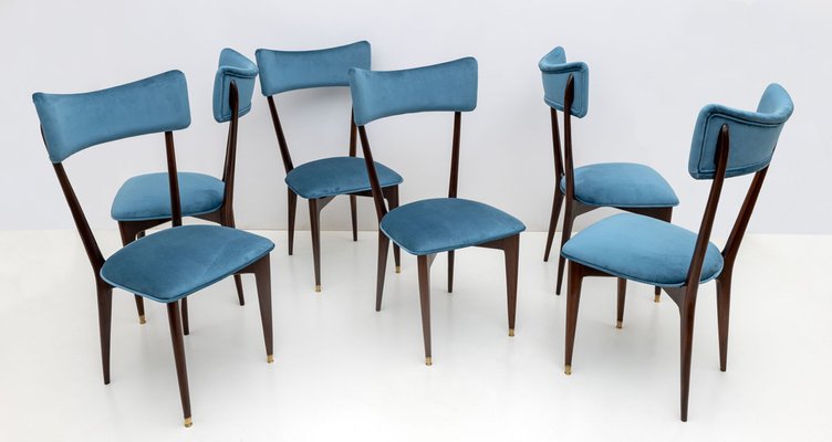 Mid-Century Modern Velvet Dining Chairs attributed to Ico & Luisa Parisi for Ariberto Colombo, 1950s, Set of 6-FER-1705662