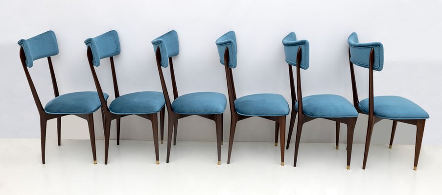 Mid-Century Modern Velvet Dining Chairs attributed to Ico & Luisa Parisi for Ariberto Colombo, 1950s, Set of 6-FER-1705662