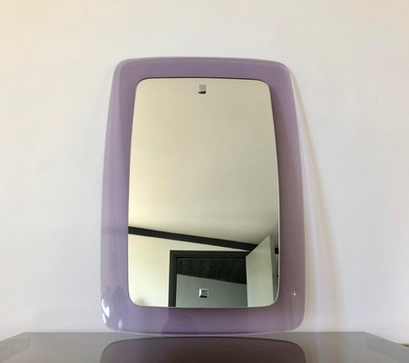 Mid-Century Modern Violet Acrylic Wall Mirror, Italy, 1970s-LYQ-1171781