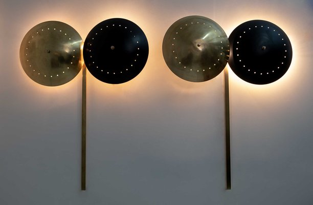 Mid-Century Modern Wall Lamps in Brass, Italy, 1970s, Set of 2-FER-1444554