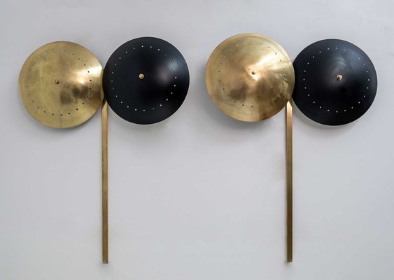 Mid-Century Modern Wall Lamps in Brass, Italy, 1970s, Set of 2-FER-1444554