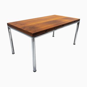 Mid-Century Modern Walnut and Chrome Desk with 3 Drawers, Italy, 1960s-FGA-1128204