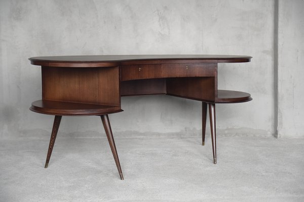 Mid-Century Modern Wenge Organic-Shaped Boomerang Custom Desk, 1960s-ZAA-614373