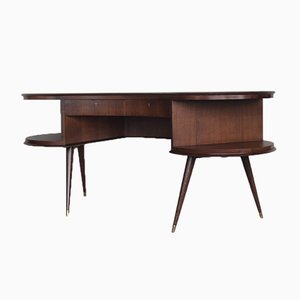 Mid-Century Modern Wenge Organic-Shaped Boomerang Custom Desk, 1960s-ZAA-614373