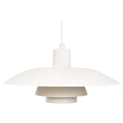 Mid-Century Modern, White and Orange Metal Ceiling Lamp attributed to Poul Henningsen, 1960s-WM-1441757