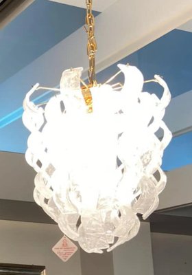 Mid-Century Modern White Murano Glass Cascade Chandelier attributed to Mazzega, 1970s-NMK-1815623