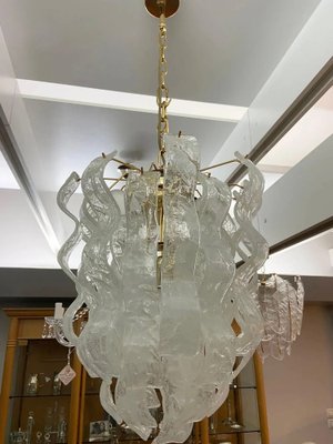 Mid-Century Modern White Murano Glass Cascade Chandelier attributed to Mazzega, 1970s-NMK-1815623