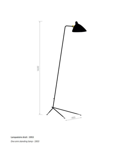 Mid-Century Modern White Standing Lamp with One Arm by Serge Mouille