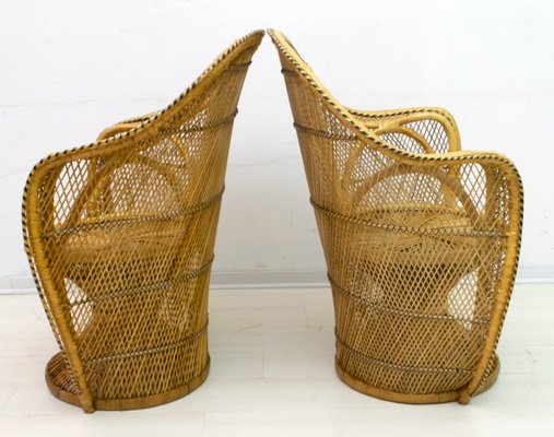 Mid-Century Modern Wicker Emanuelle Chairs from Kok Maison, 1970s, Set of 2-FER-742431