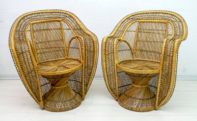 Mid-Century Modern Wicker Emanuelle Chairs from Kok Maison, 1970s, Set of 2-FER-742431