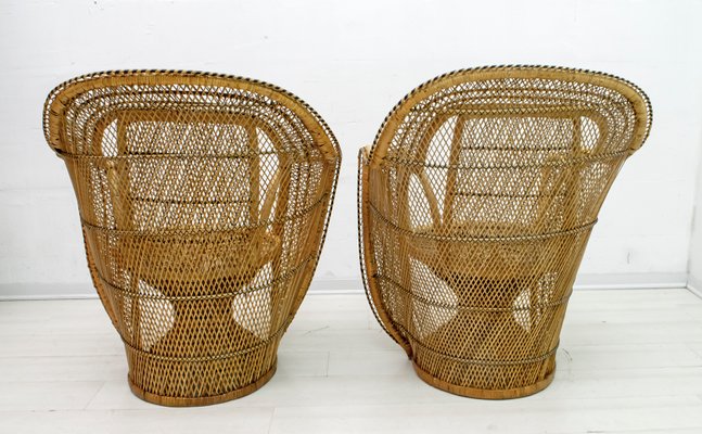 Mid-Century Modern Wicker Emanuelle Chairs from Kok Maison, 1970s, Set of 2-FER-742431