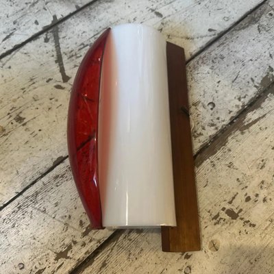 Mid-Century Modern Wood and Acrylic Gass Wall Sconces from Stilux Milano, Italy, 1960s, Set of 2-NMK-1778419