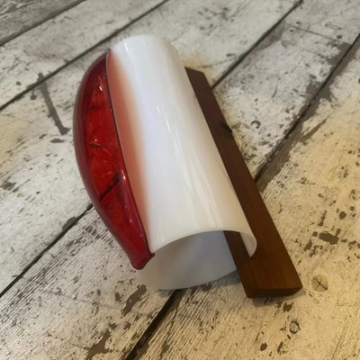 Mid-Century Modern Wood and Acrylic Gass Wall Sconces from Stilux Milano, Italy, 1960s, Set of 2-NMK-1778419