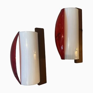 Mid-Century Modern Wood and Acrylic Gass Wall Sconces from Stilux Milano, Italy, 1960s, Set of 2-NMK-1778419