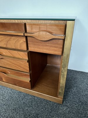 Mid-Century Modern Wood and Brass Nightstands, Italy, 1970s, Set of 2-FUE-1752745