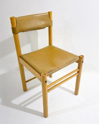 Mid-Century Modern Wood and Leather Chairs, Italy, 1960s, Set of 6-FGA-1723523