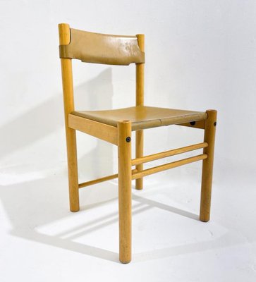 Mid-Century Modern Wood and Leather Chairs, Italy, 1960s, Set of 6-FGA-1723523