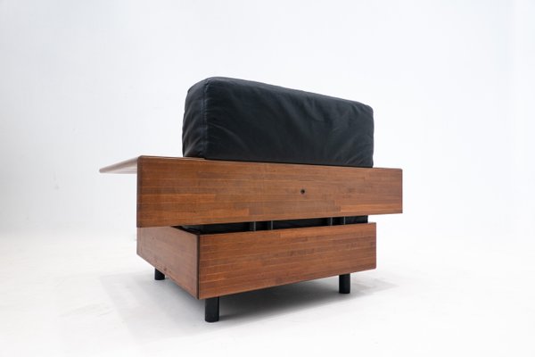 Mid-Century Modern Wood & Leather Armchair in the Style of Tobia Scarpa, 1960s-FGA-1437181