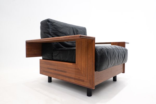 Mid-Century Modern Wood & Leather Armchair in the Style of Tobia Scarpa, 1960s-FGA-1437181