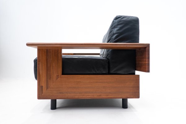 Mid-Century Modern Wood & Leather Armchair in the Style of Tobia Scarpa, 1960s-FGA-1437181