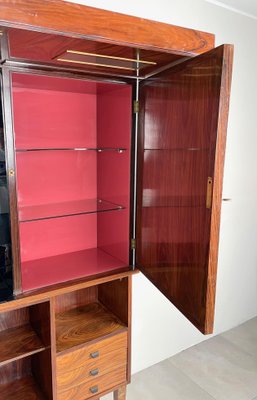 Mid-Century Modern Wood, Mirror & Glass Bar Cabinet, Italy, 1960s-LYQ-1171368