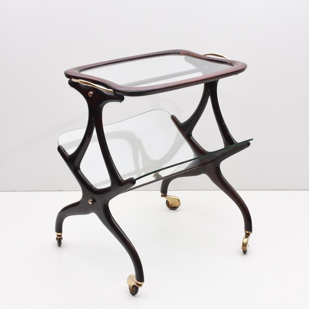 Mid-Century Modern Wooden Magazine Rack & Bar Cart by Cesare Lacca, 1950s-JDR-1125899