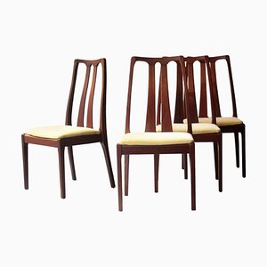 Mid-Century Modern Yellow & Brown Teak Chairs, United Kingdom, 1970, Set of 4-UZ-863007