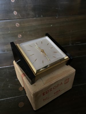 Mid-Century Modernist Black and Gold Table Clock, 1960s-DE-1780611