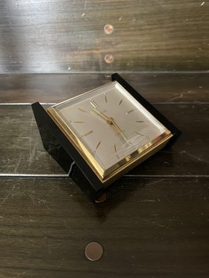 Mid-Century Modernist Black and Gold Table Clock, 1960s-DE-1780611