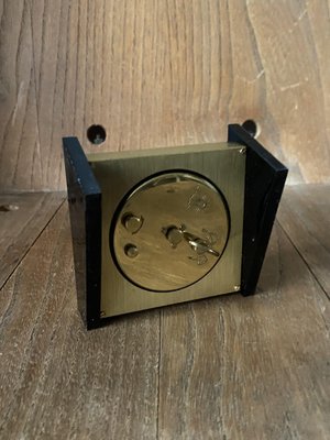 Mid-Century Modernist Black and Gold Table Clock, 1960s-DE-1780611