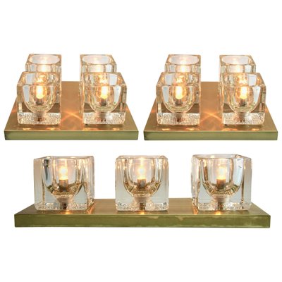 Mid-Century Modernist German Glass Cube Wall Sconces from Peill & Putzler, Set of 3-MJY-1148792