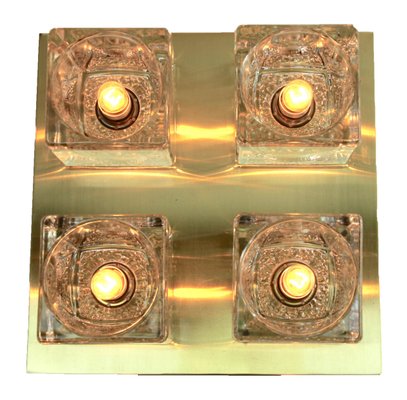 Mid-Century Modernist German Glass Cube Wall Sconces from Peill & Putzler, Set of 3-MJY-1148792