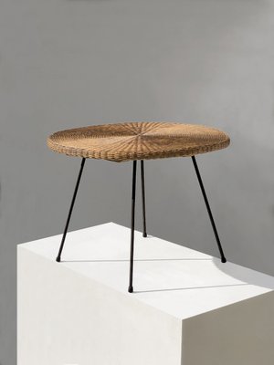 Mid-Century Modernist Rattan Coffee Table, France, 1950s-NLF-2041035