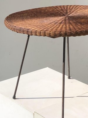 Mid-Century Modernist Rattan Coffee Table, France, 1950s-NLF-2041035