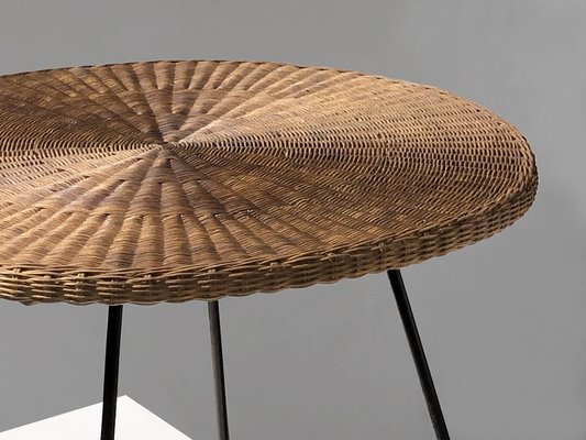 Mid-Century Modernist Rattan Coffee Table, France, 1950s-NLF-2041035