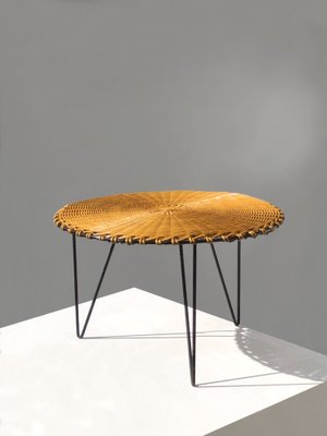 Mid-Century Modernist Rattan offee Table attributed to Raoul Guys, France, 1950s-NLF-2041040