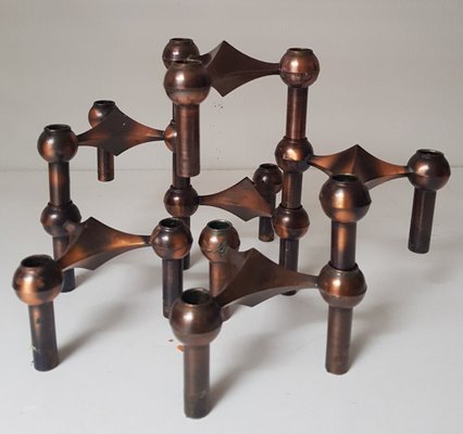 Mid-Century Modular Candleholders by Caesar Stoffi for BMF, 1960s, Set of 6-QDP-726079