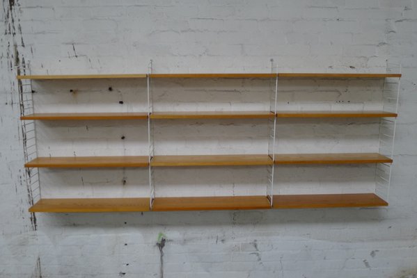 Mid-Century Modular Shelf in Ash with White Ladders by Kajsa & Nils "Nisse" for String-VRE-660490