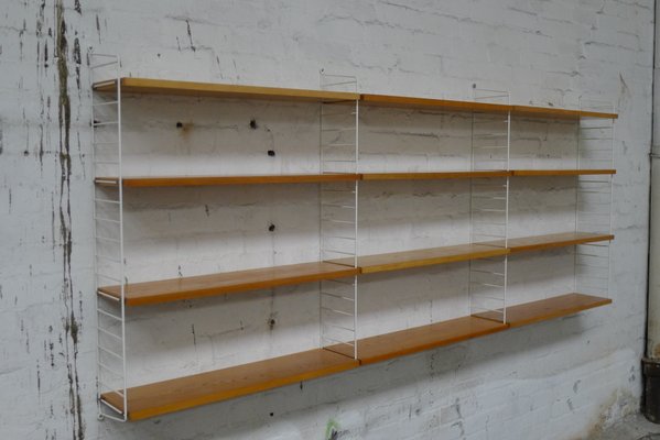 Mid-Century Modular Shelf in Ash with White Ladders by Kajsa & Nils "Nisse" for String-VRE-660490