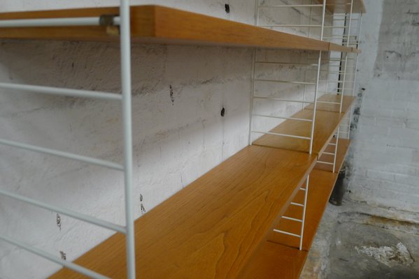 Mid-Century Modular Shelf in Ash with White Ladders by Kajsa & Nils "Nisse" for String-VRE-660490