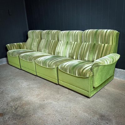 Mid-Century Modular Sofa in Green Fabric, 1970s, Set of 4-IA-1798495