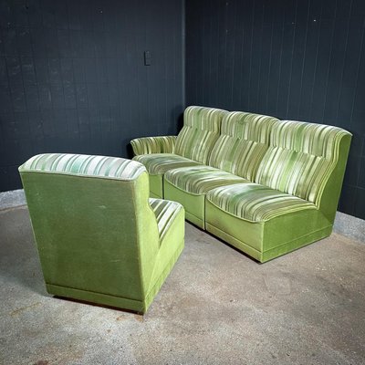 Mid-Century Modular Sofa in Green Fabric, 1970s, Set of 4-IA-1798495