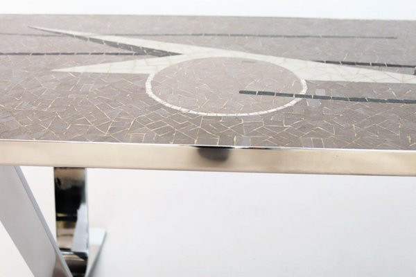 Mid-Century Mosaic Coffee Table with Abstract Pattern and Chrome Base, 1970s-VNE-966079